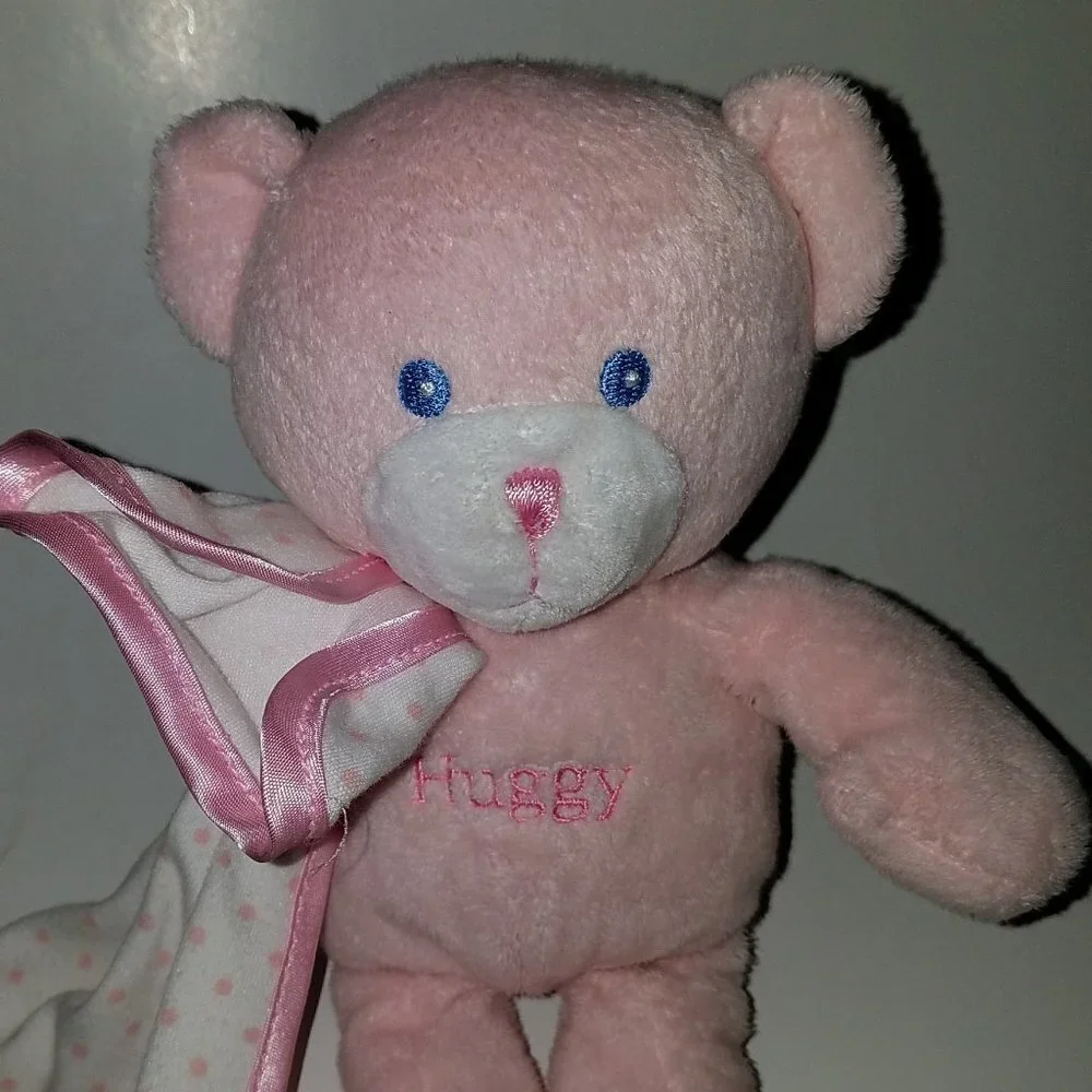 Huggy Fiesta Pink Teddy Bear Lovey Rattle Plush